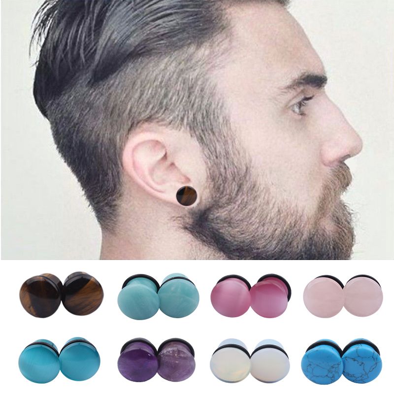 New Fashion Nature Stone Ear Plugs Tunnel Piercings Plugs Earring Gauges Ear Expanders Stretch