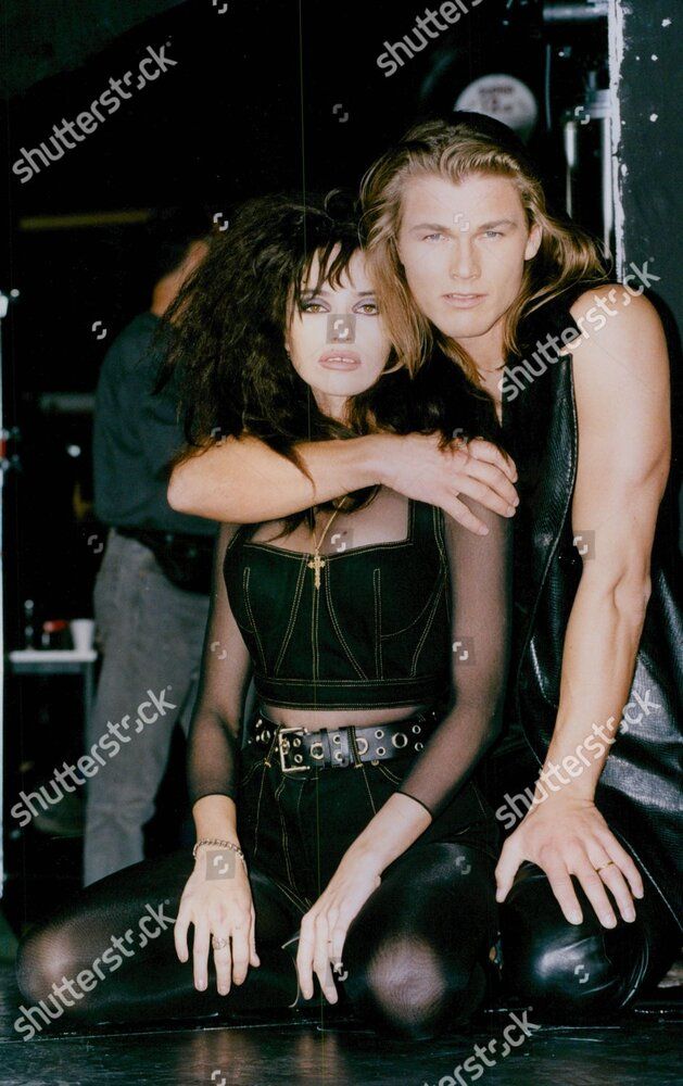 Morten harket lead singer with pop group ah ha pictured with french actress beatrice dalle box