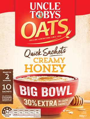 Uncle Tobys Quick Sachets Big Bowl Creamy Honey