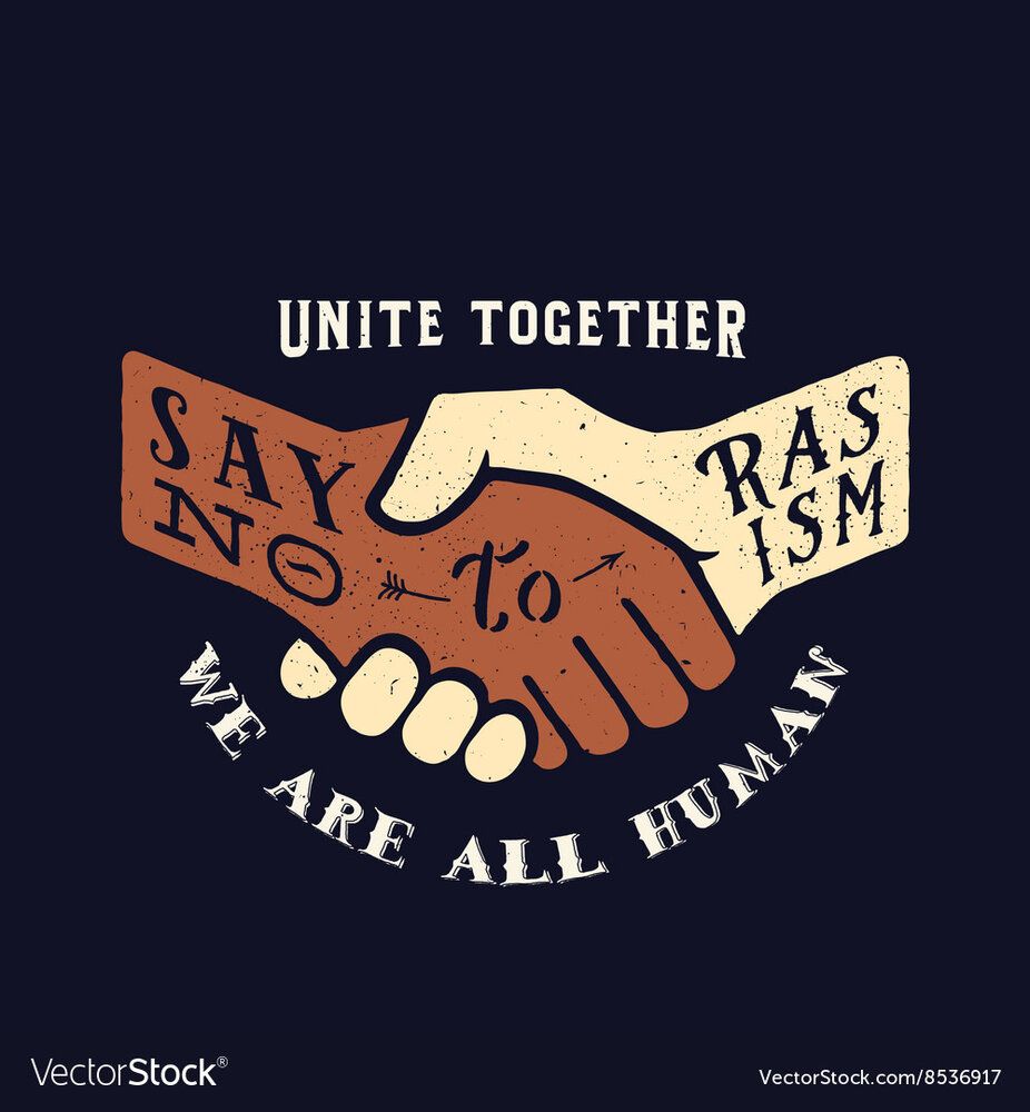 Say no to racism vintage handshake vector 8536917