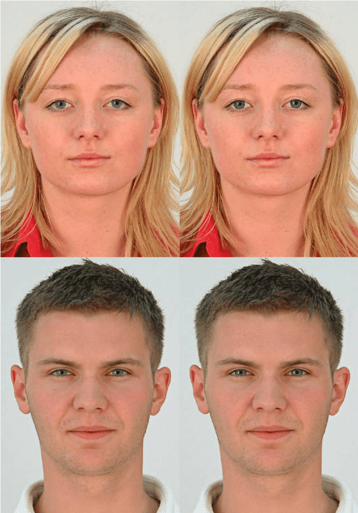Examples of stimulus pairs with dark limbal ring faces to the right