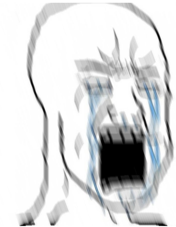 Wojak crying angry square mouth