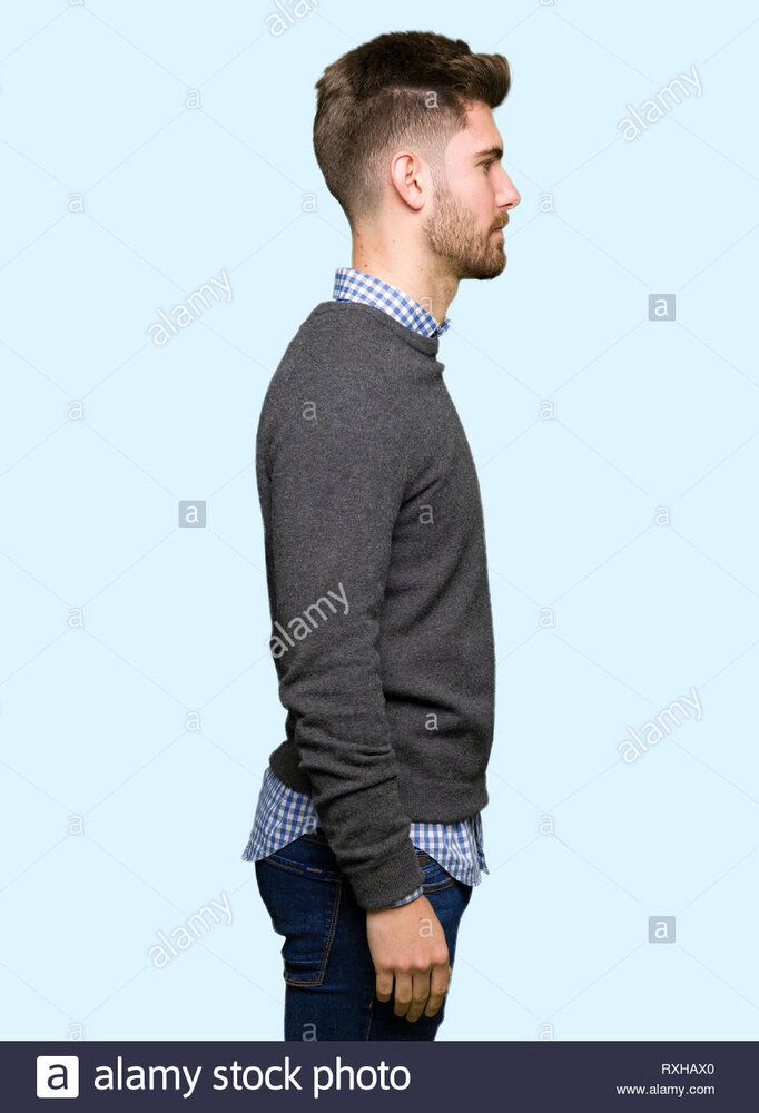 Young handsome elegant man looking to side relax profile pose with natural face with confident