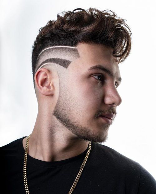 Sharp Skin Fade Line Haircut Messy Quiff 500x621