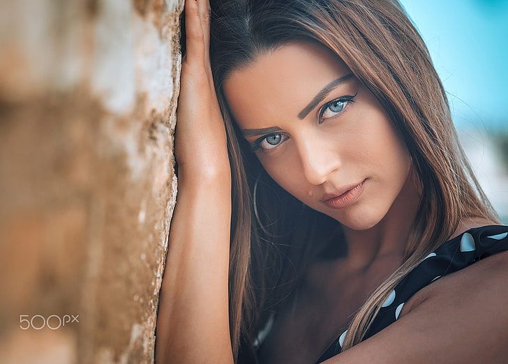 Women brunette women outdoors tanned wallpaper preview