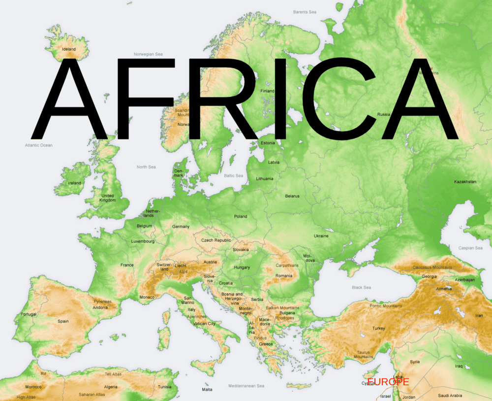 Europe topography map en 2