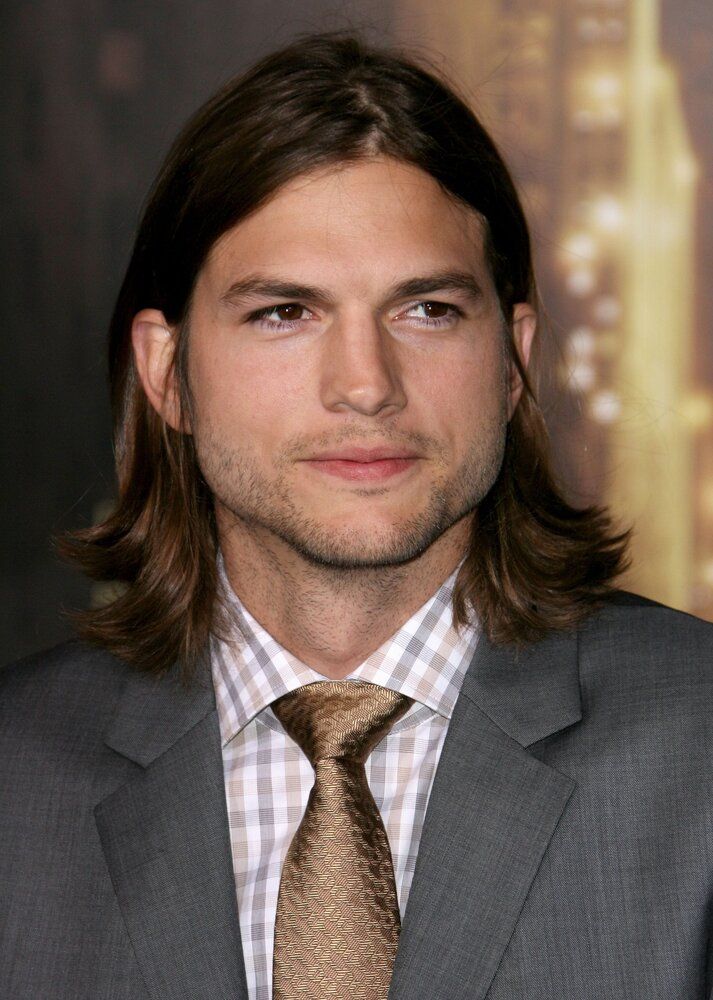 Ashton kutcher long hair brown