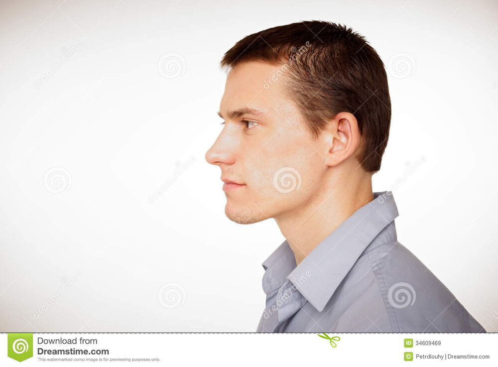 Profile young man shirt you can write text left side 34609469