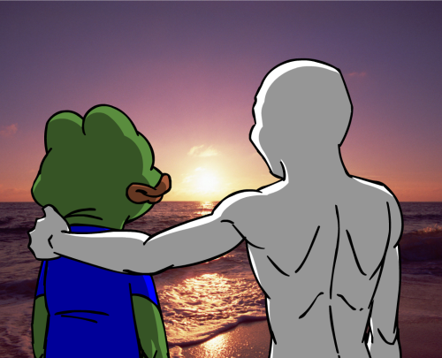 Pepe wojak watching sun set