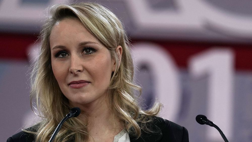 Marion marechal le pen le 22 fevrier 2018 lors d une conference de l american conservative uni
