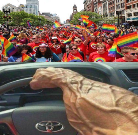 Run over fags xdd gay pride car