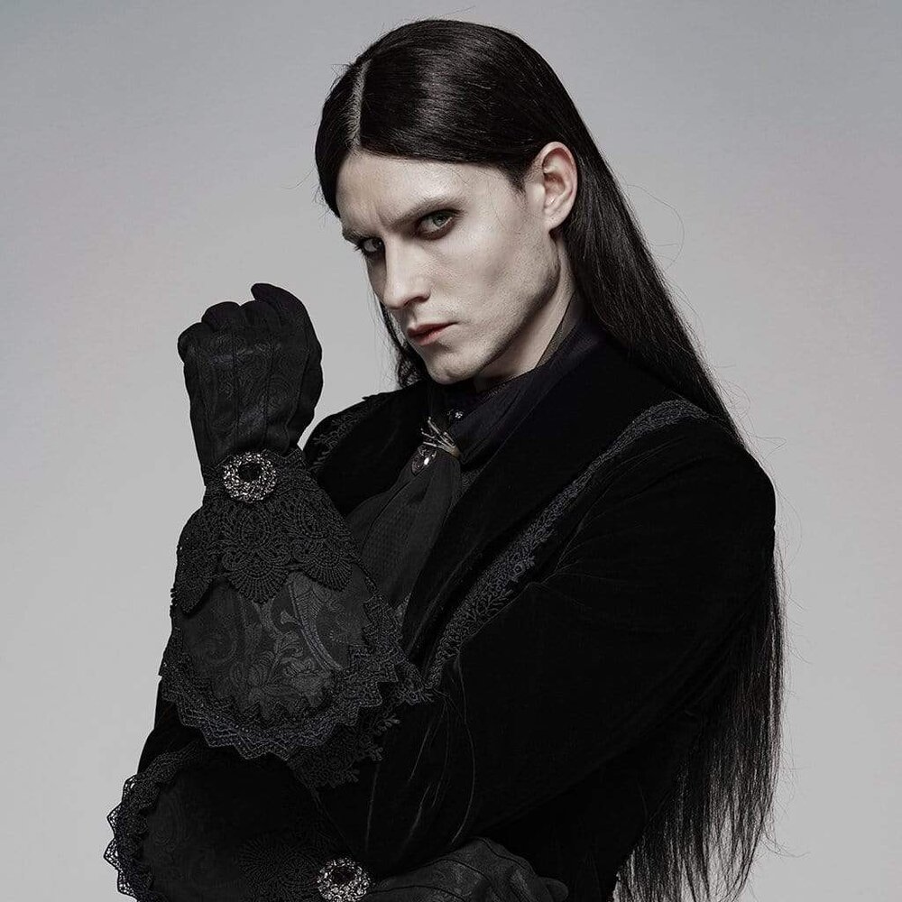 Punk rave men s goth victorian floral crocheted gloves 11485635772452