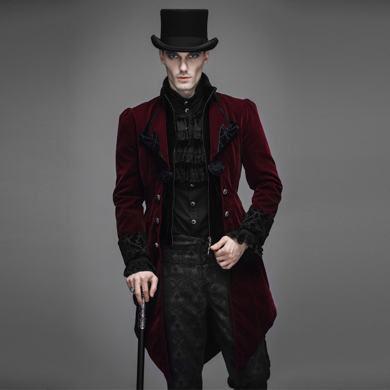 Autumn Winter Steampunk Goth Long Coat Men Fashion Runway Style Coat Men Neutral Slim Retro St