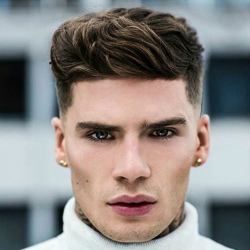 Hairstyles for Triangular Faces Low Fade Thick Textured Quiff