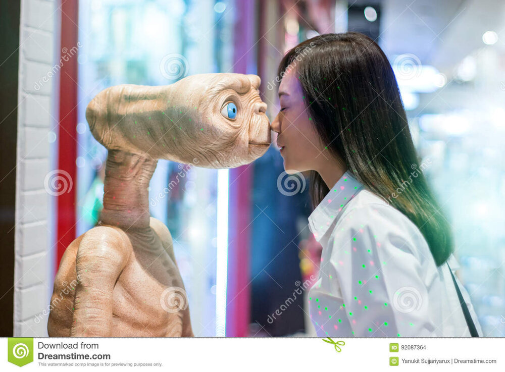 Editorial asian girl kiss alien korat thailand model concept love forianer out world 92087364