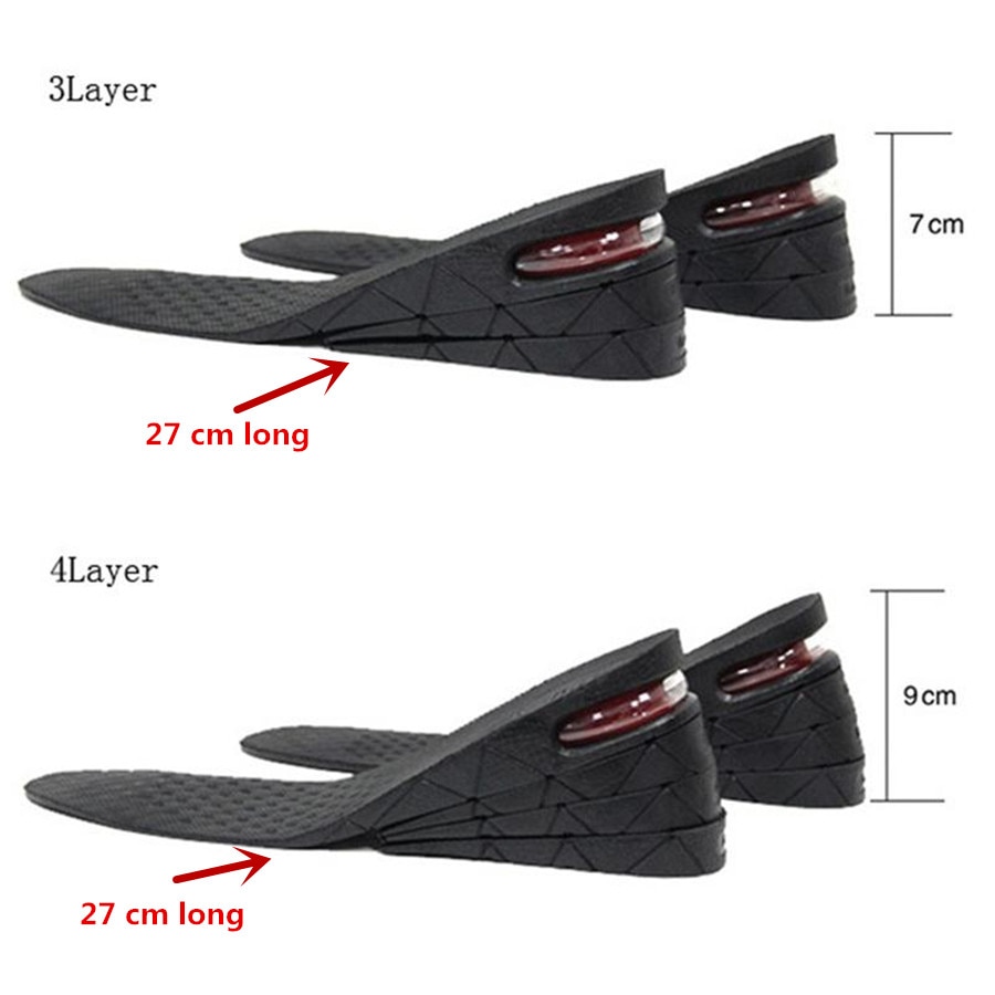 3 9cm Height Increase Insole Cushion Height Lift Adjustable Cut Shoe Heel Insert Taller ShockA