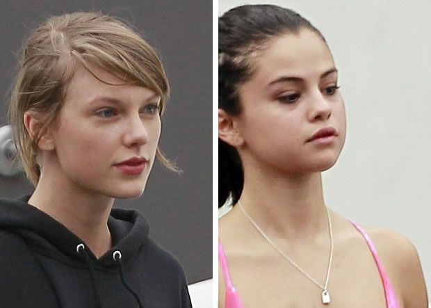 Selena Gomez and Taylor Swift without Makeup