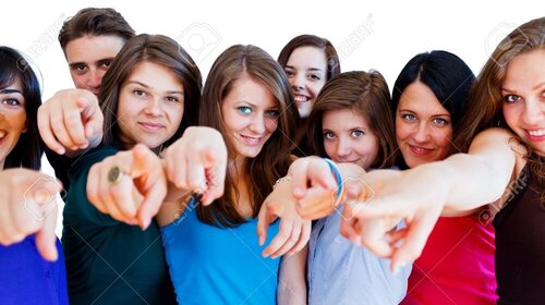 20797208 young group of cheerful students pointing at you 