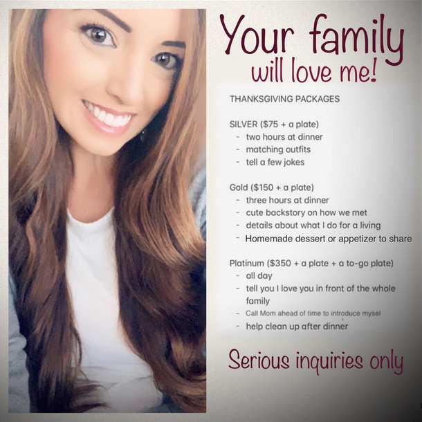 My sister is offering her thanksgiving hey mom and dad i have a new girlfriend services 391773