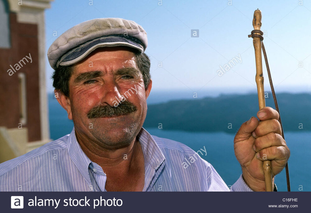 Greek man thira santorini island cyclades greece europe C16FHE