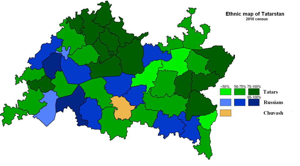 Ethnic map of Tatarstan 2010