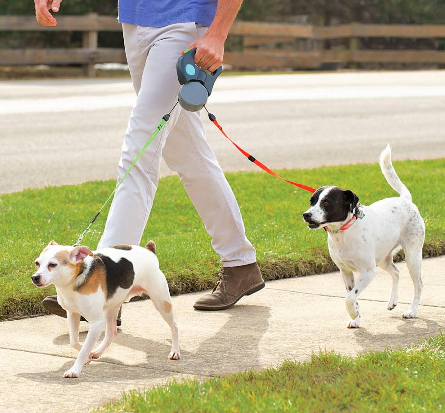 Dual doggie pet leash double retractable dog leash for walking 2 dogs at a time 0