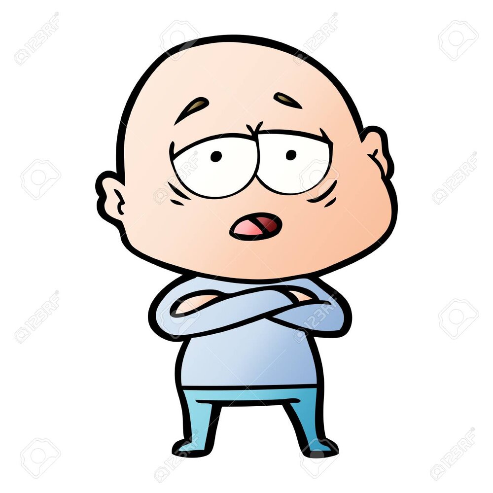 95084900 cartoon tired bald man