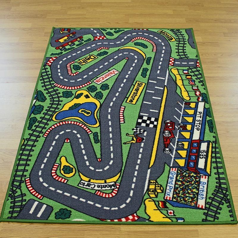 Nursery Rugs Race Track on the floor