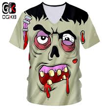 OGKB Fashion Halloween Man Ugly Zombie Face Tee Shirt Street Wear Wholesale V  Neck Tshirt 6XL Men's 3D Printed Clothing|T-Shirts| - AliExpress