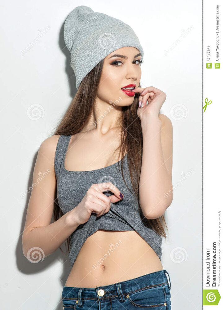 Cheerful slim girl seducing desire portrait seductive young woman expressing her sexuality sta