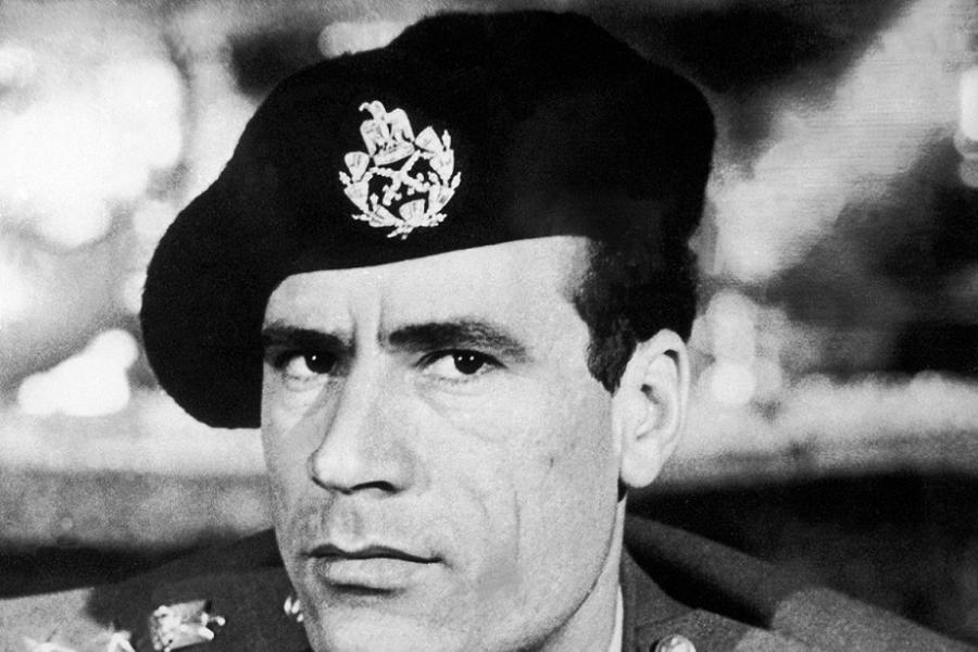 Gaddafi looking serious