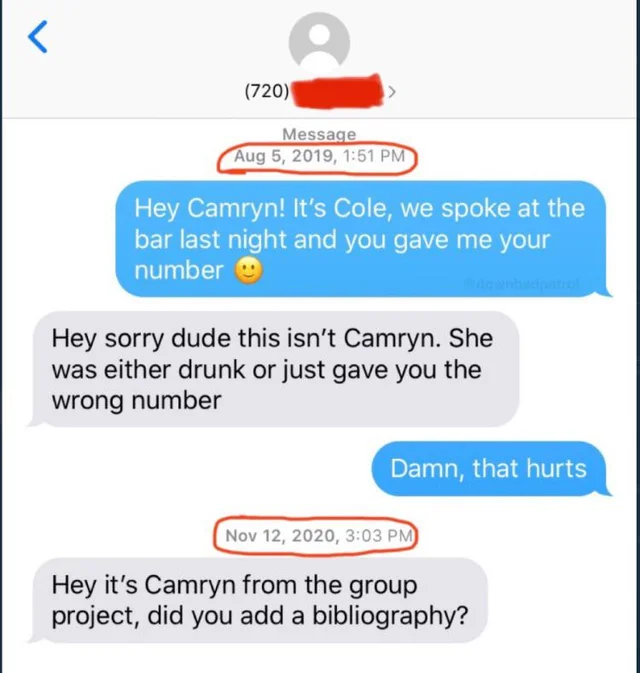 Woman rejects man after giving her number