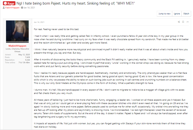 Abused and racepilled dog