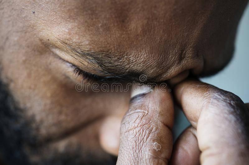 Portrait stressed black man 114743468