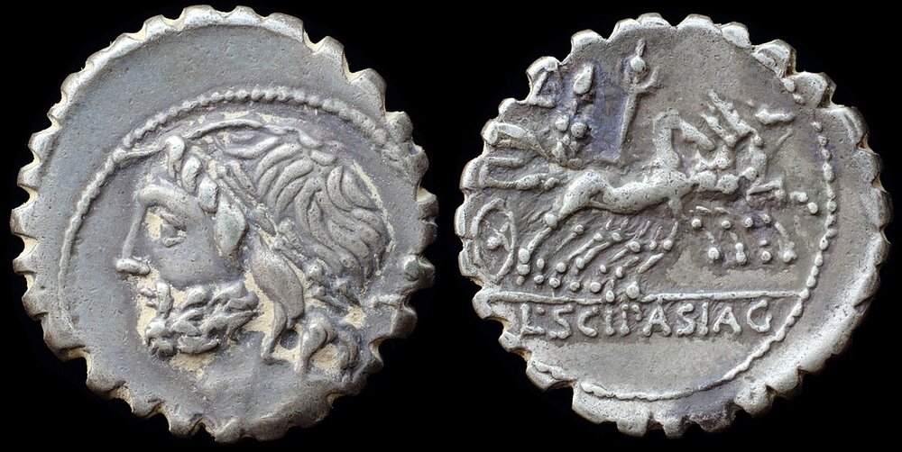 1200px AR denarius of L Cornelius Scipio Asiaticus