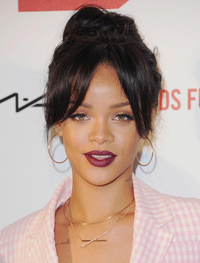 Rihanna curtain bangs