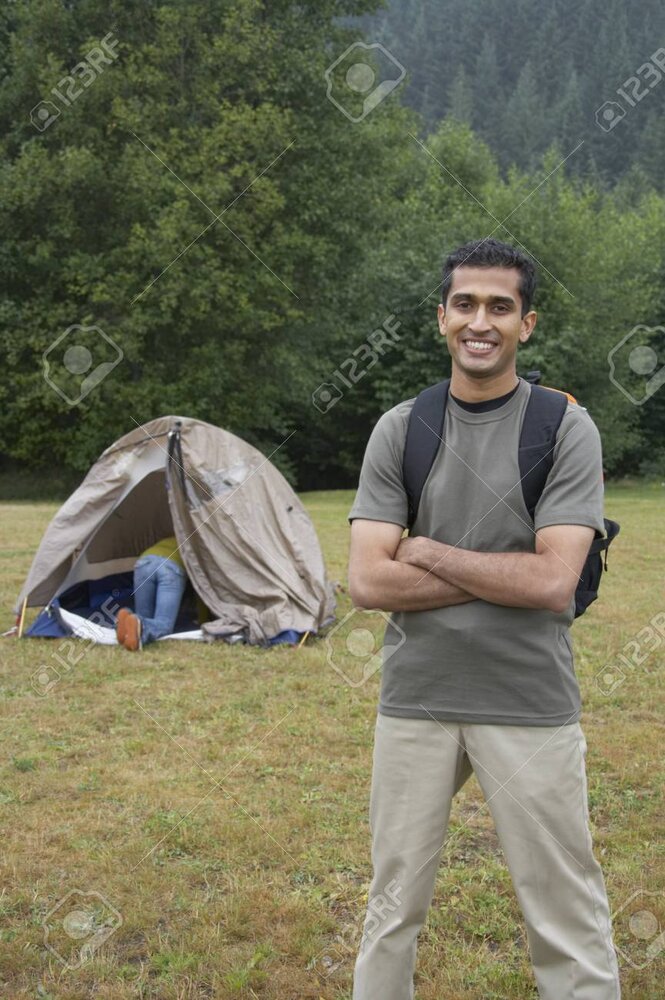 16093468 portrait of indian man at campsite