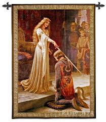 The Accolade Painting Medieval Tapestry Wall Hanging - Knighting Ceremony By Leighton, H53 x W42 The Accolade Painting Medieval Tapestry Wall Hanging - Knighting Ceremony By Leighton, H53 x W42