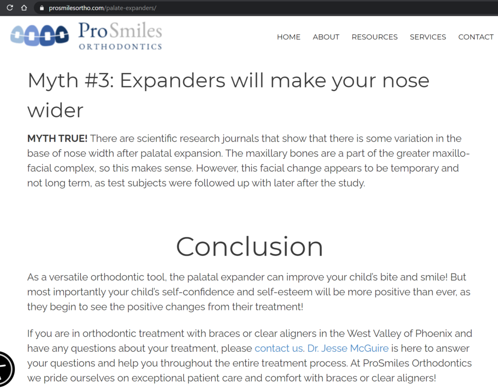 MSE palatal expanders do not widen your nose