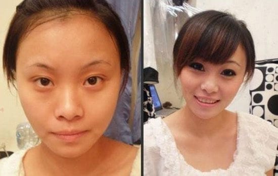 Asian girls with and without makeup 18