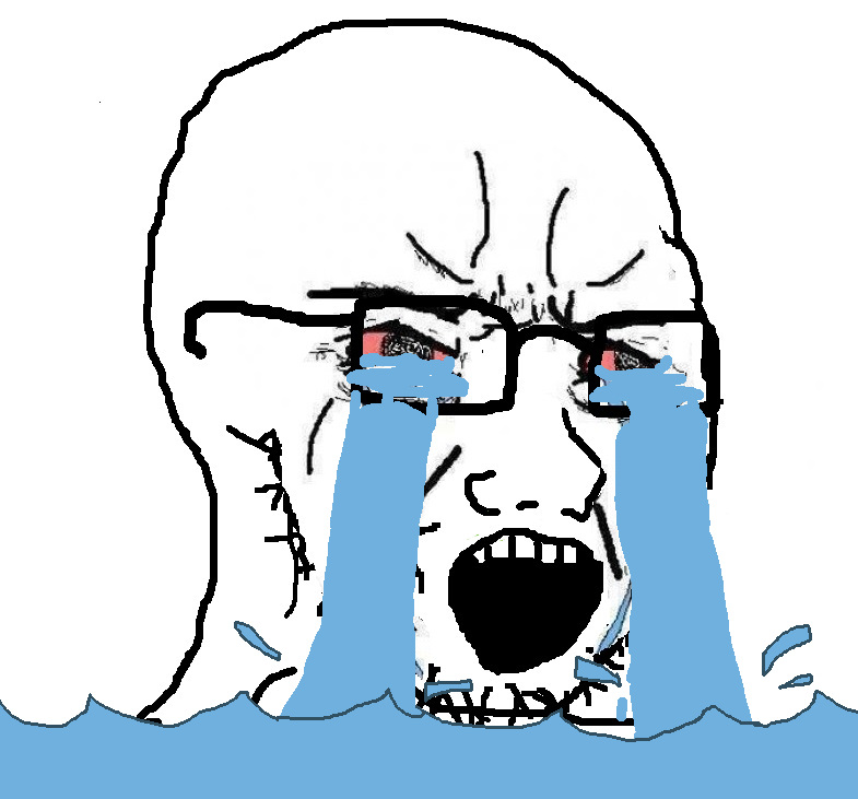 Wojak soy boy tears flooding room