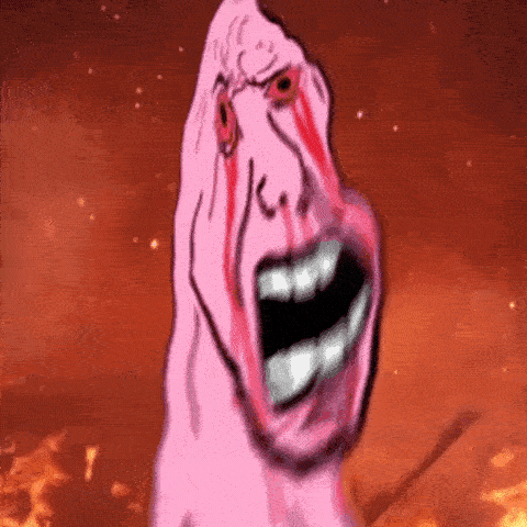 Pink wojak crying burning