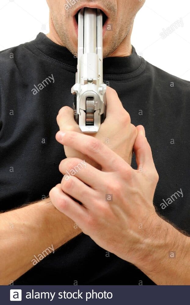 Man with gun in her mouth 2C4R72B
