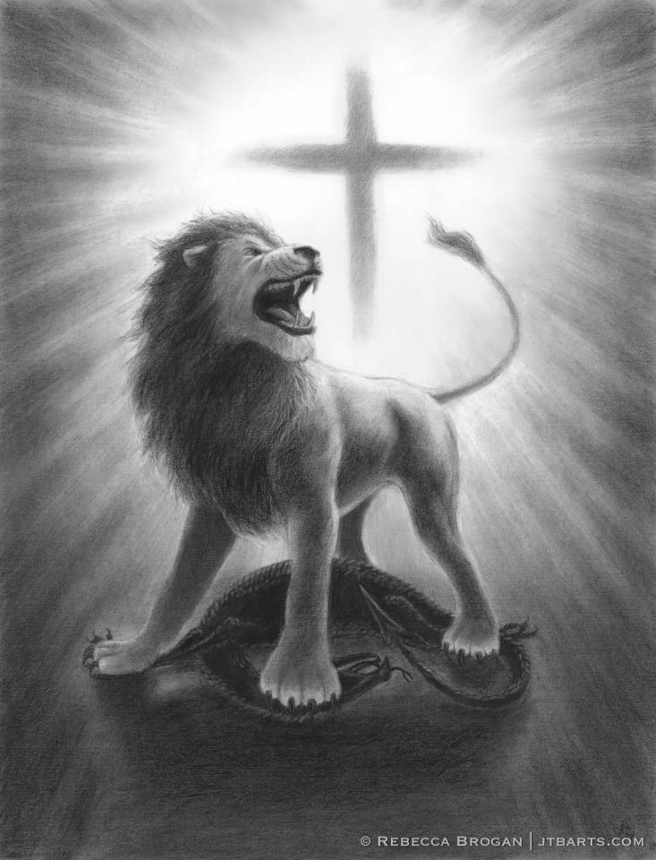 The Lion of Judah Roaring The Lion of Judah Triumphant Over The Dragon