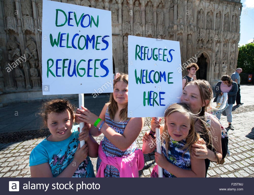 Exeter devon uk 12th sep 2015 young girls hold up placards saying F25TMJ