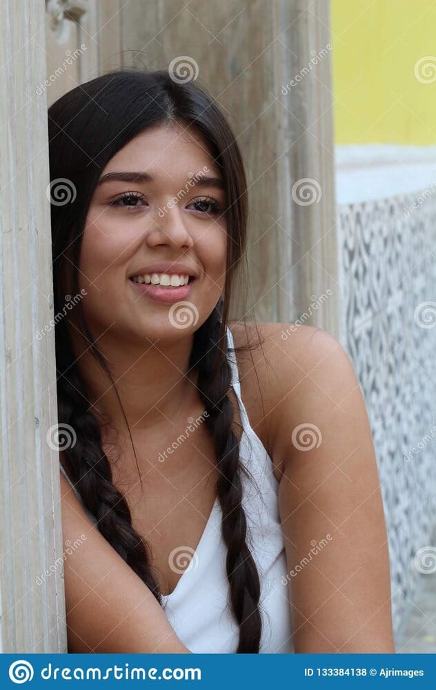 Cute latina girl copy space 133384138