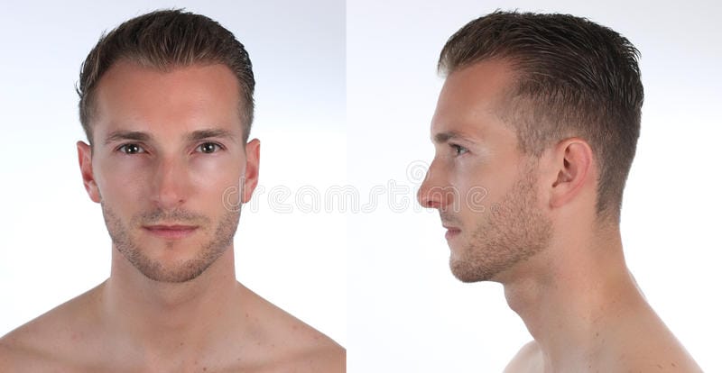 Portrait handsome man profile face creation virtual d character avatar white background 95222524