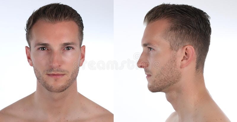 Portrait handsome man profile face creation virtual d character avatar white background 95222524