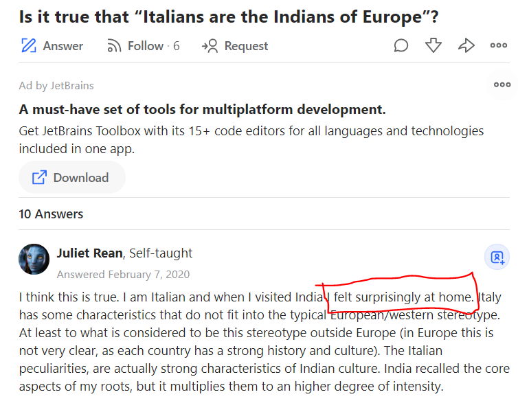 Italians are indians