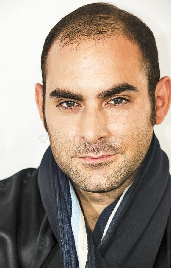 Portrait mediterranean man handsome white background 41362420